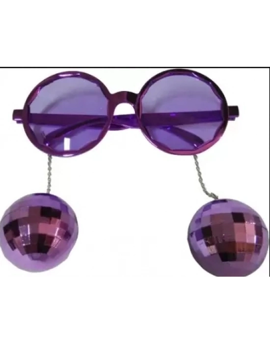 Disko Toplu Küpeli Parti Gözlüğü Mor Renk 15x16 Cm