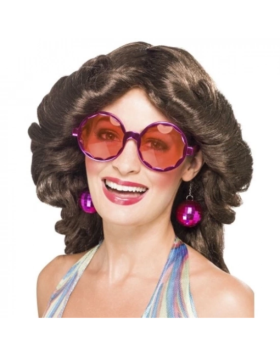 Disko Toplu Küpeli Parti Gözlüğü Pembe Renk