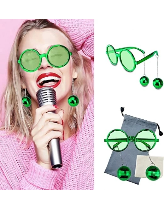 Disko Toplu Küpeli Parti Gözlüğü Yeşil Renk