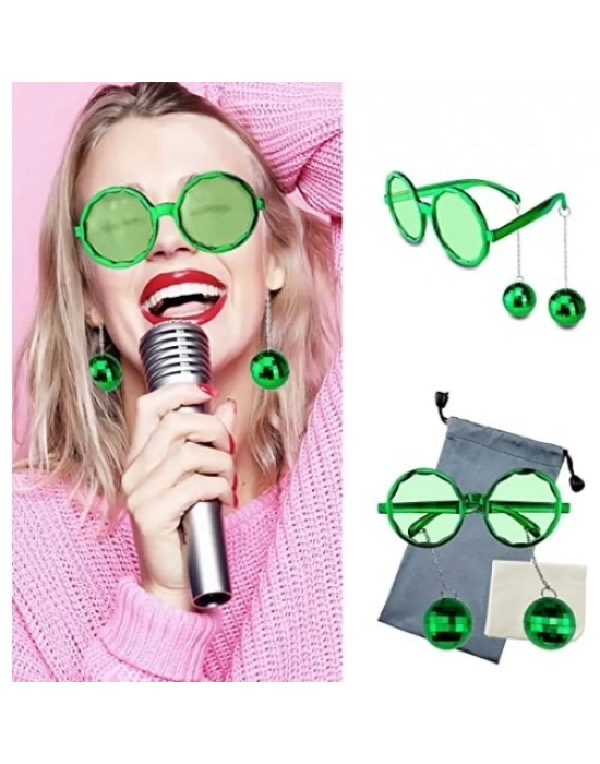 Disko Toplu Küpeli Parti Gözlüğü Yeşil Renk