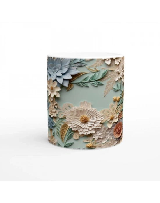 Doğal Bahar Esintisi Rölyef Çiçekli Kupa Bardak