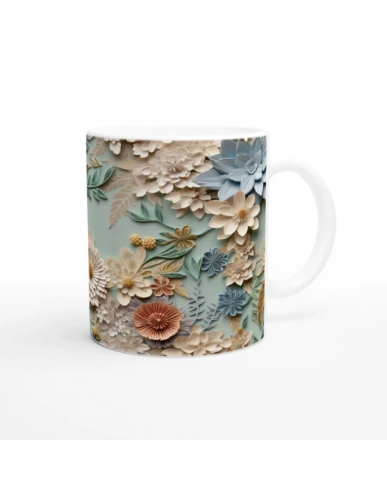 Doğal Bahar Esintisi Rölyef Çiçekli Kupa Bardak