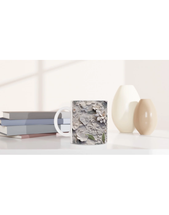 Doğal Dinginlik Çiçekli Kupa Bardak