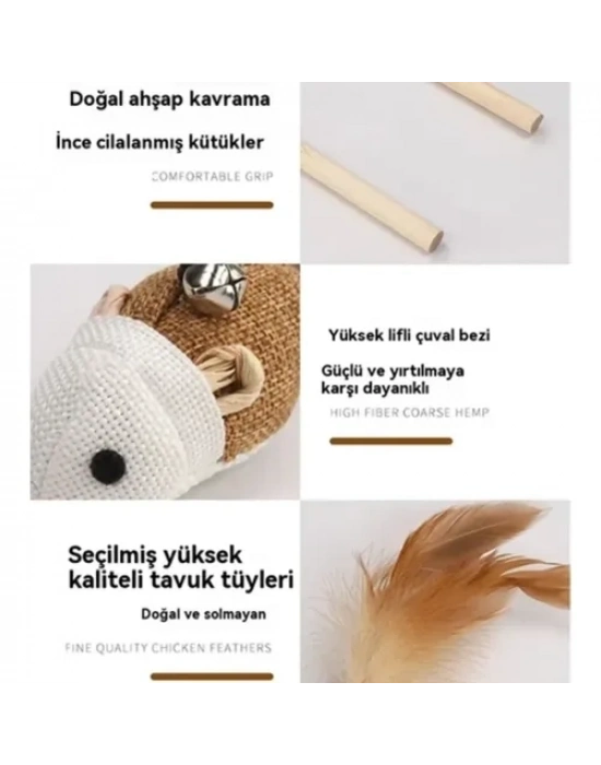 Doğal Jut Fare Sembollü Kedi Oltası