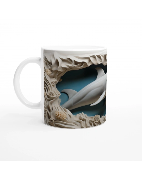 Doğal Mercan Yapıları Arasında Yunus Temalı Su Altı Kupa Bardak