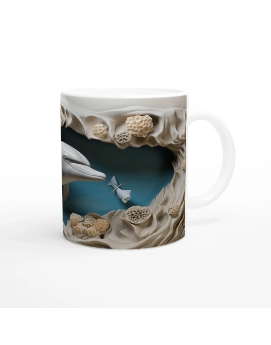 Doğal Mercan Yapıları Arasında Yunus Temalı Su Altı Kupa Bardak