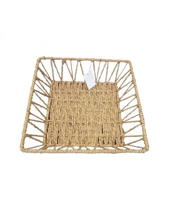 Doğal Örgü Kare Sepet