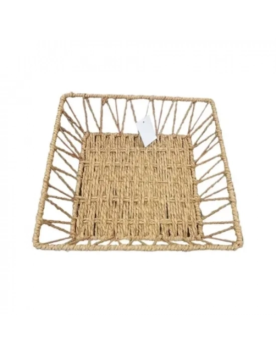 Doğal Örgü Kare Sepet