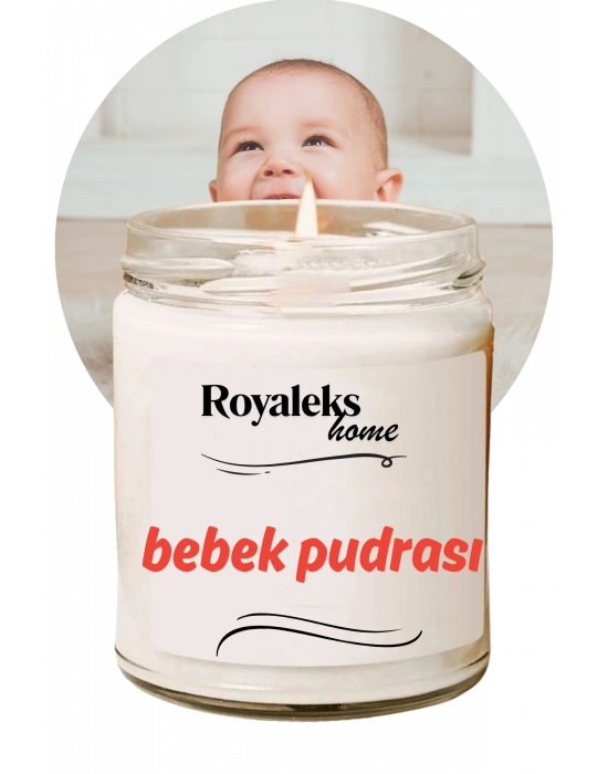 Doğal Özel Seri Kokulu Dekoratif Kavanoz Mum 210 cc - Bebek Pudrası - RYL