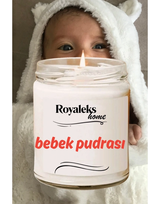 Doğal Özel Seri Kokulu Dekoratif Kavanoz Mum 210 cc - Bebek Pudrası - RYL