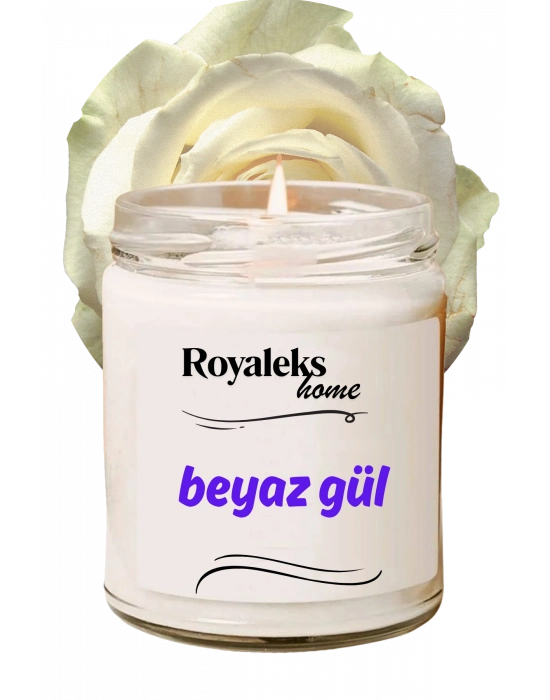 Doğal Özel Seri Kokulu Dekoratif Kavanoz Mum 210 cc - Beyaz Gül - RYL