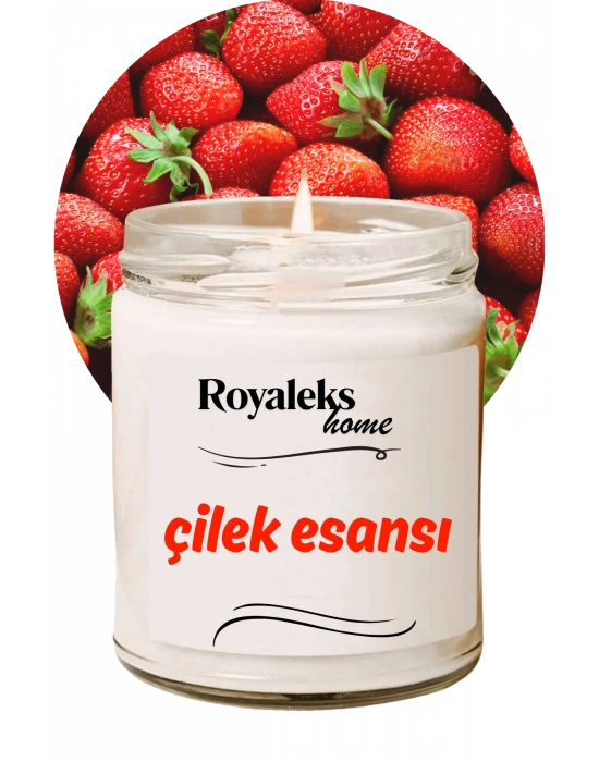Doğal Özel Seri Kokulu Dekoratif Kavanoz Mum 210 cc - Çilek Esansı - RYL