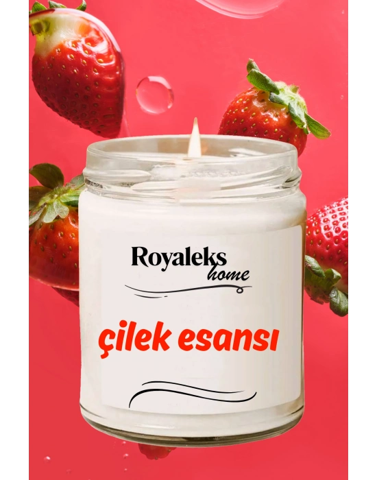 Doğal Özel Seri Kokulu Dekoratif Kavanoz Mum 210 cc - Çilek Esansı - RYL