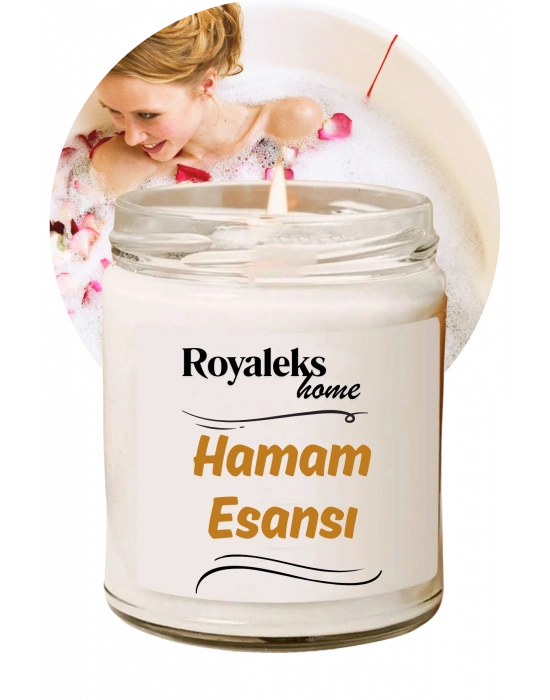 Doğal Özel Seri Kokulu Dekoratif Kavanoz Mum 210 cc - Hamam Esansı - RYL