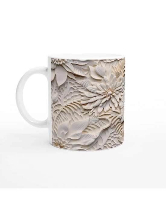 Doğal Rölyef Çiçek Dokulu Kupa Bardak