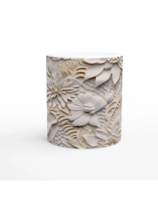Doğal Rölyef Çiçek Dokulu Kupa Bardak