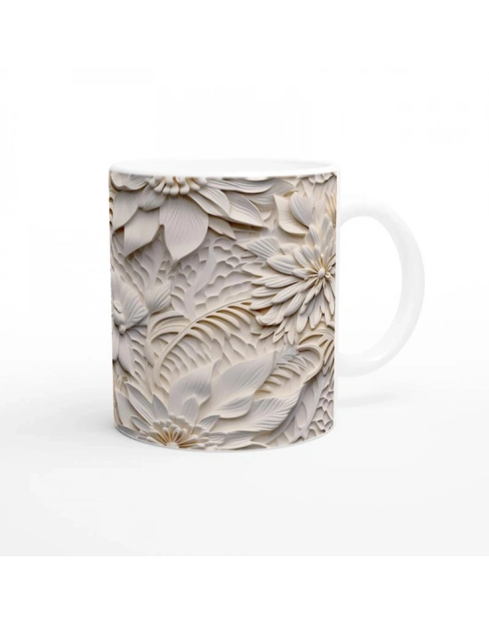 Doğal Rölyef Çiçek Dokulu Kupa Bardak