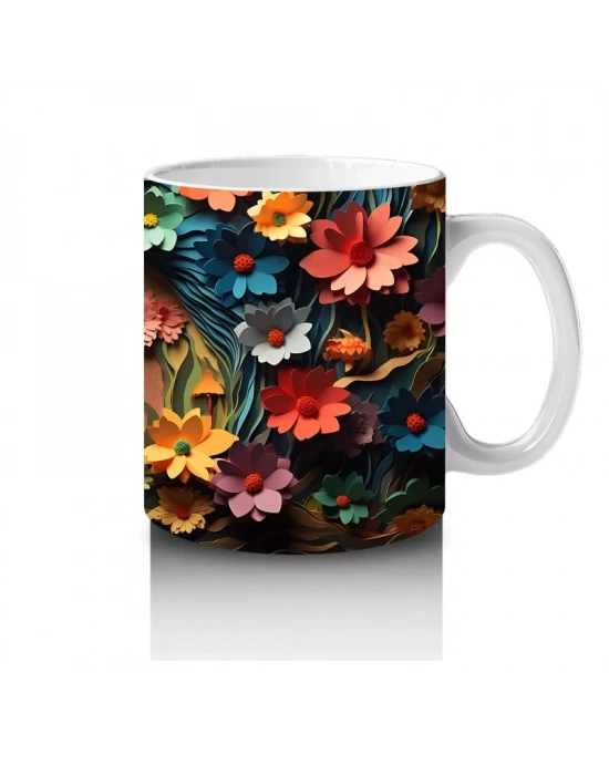 Doğal Taş Üzerinde Açık Mavi Kelebek – Baskılı Kahve Kupası