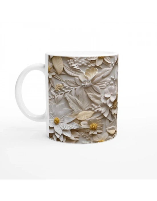 Doğal Zarafet Çiçekli Kupa Bardak