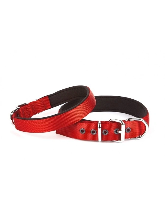 Doggie Konfor Seri Dokuma Köpek Boyun Tasması 4x52-60cm Kırmızı