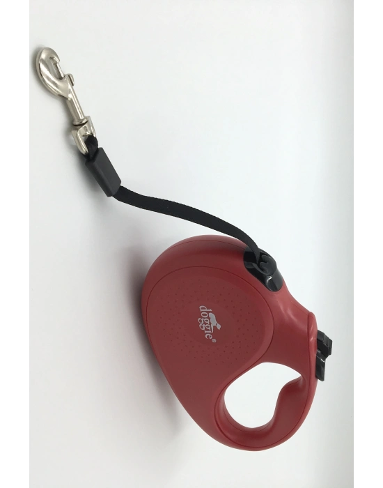 Doggie Master Seri Otomatik Makaralı Köpek Gezdirme 25 kg / 5 M Kırmızı