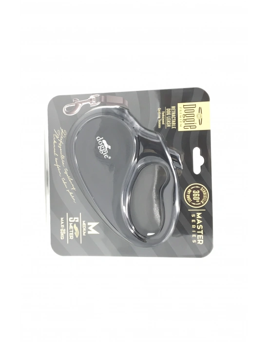 Doggie Master Seri Otomatik Makaralı Köpek Gezdirme 25 kg / 5 M Siyah