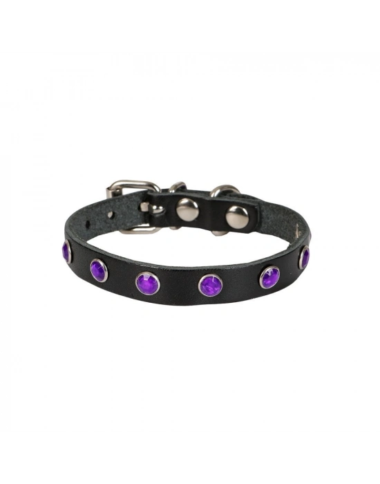 Doggie Taşlı Kedi ve Yavru Köpek Tasması 1,2x26 cm Siyah Large