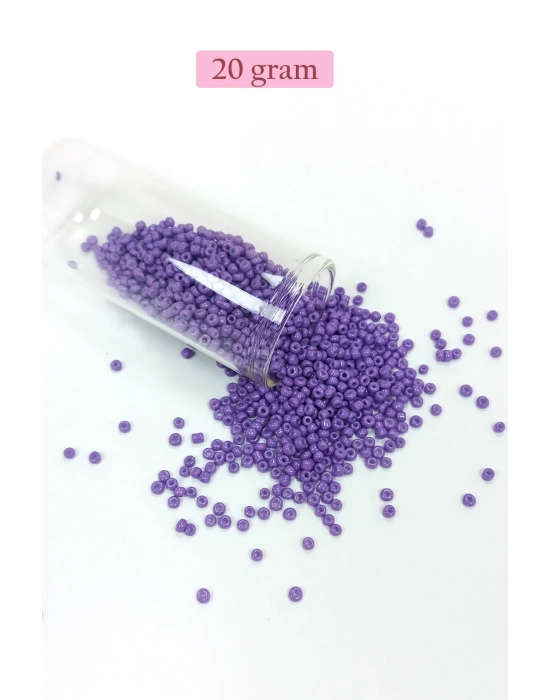 Dökme Cam Kum Boncuk (11/0) 2 mm - 20 Gram -  Eflatun - BNC020