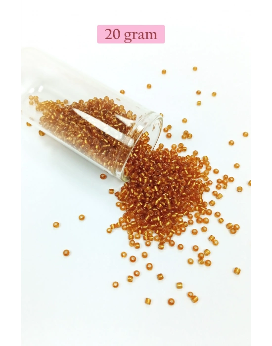 Dökme Cam Kum Boncuk (11/0) 2 mm - 20 Gram -  Koyu Bal Rengi - BNC035