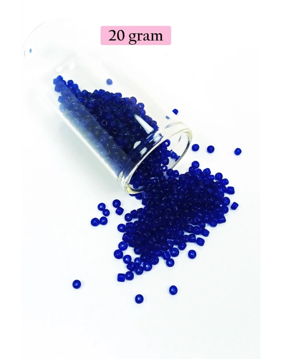 Dökme Cam Kum Boncuk (11/0) 2 mm - 20 Gram -  Kral Mavi - BNC001