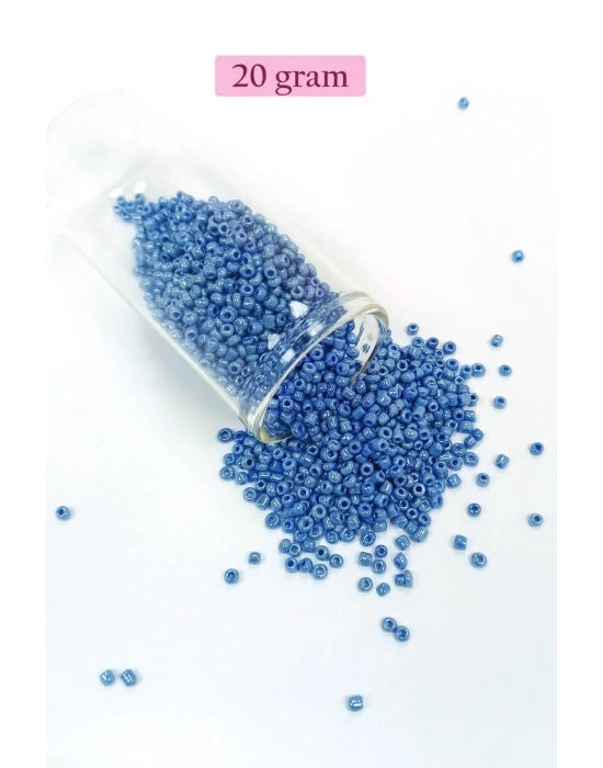 Dökme Cam Kum Boncuk (11/0) 2 mm - 20 Gram -  Mavi - BNC009