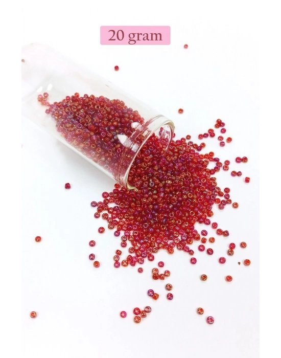 Dökme Cam Kum Boncuk (11/0) 2 mm - 20 Gram -  Morlu Kırmızı - BNC028