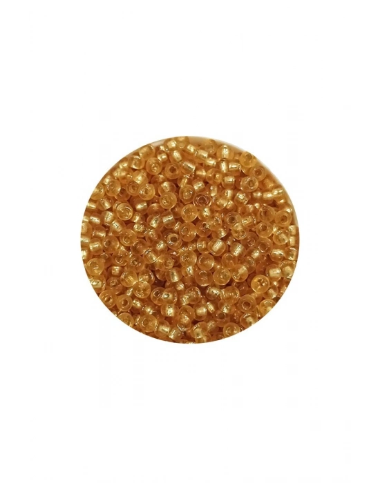 Dökme Cam Kum Boncuk (11/0) 2 mm - 20 Gram -  Şeffaf Altın - BNC027