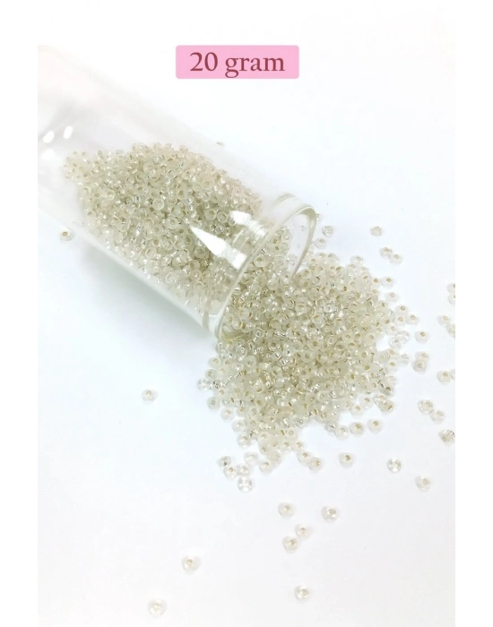 Dökme Cam Kum Boncuk (11/0) 2 mm - 20 Gram -  Şeffaf - BNC034