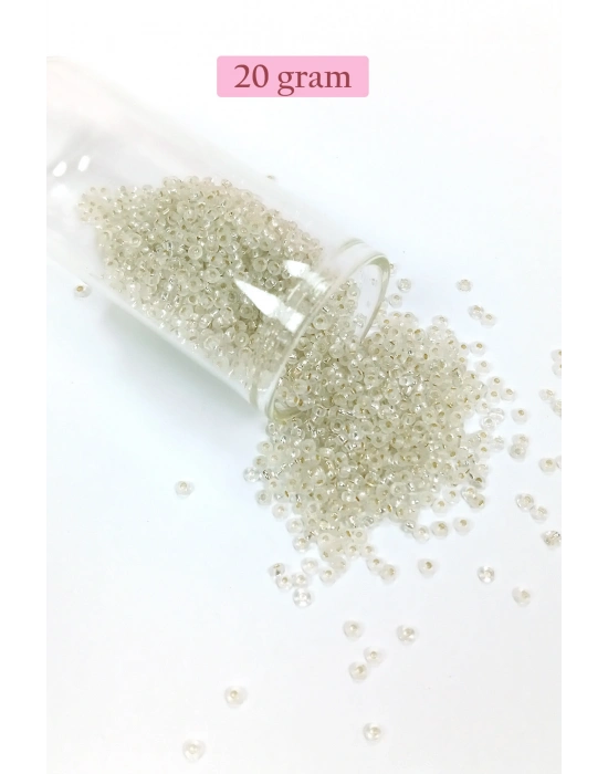 Dökme Cam Kum Boncuk (11/0) 2 mm - 20 Gram -  Şeffaf - BNC034