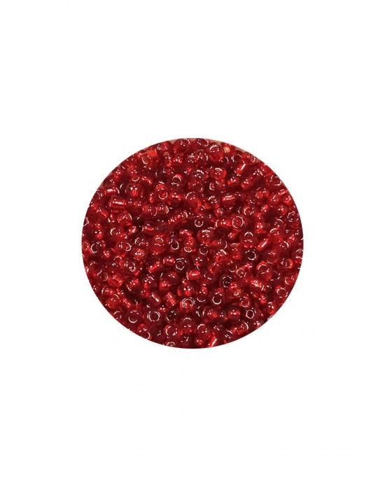 Dökme Cam Kum Boncuk (11/0) 2 mm - 20 Gram -  Şeffaf Koyu Kırmızı - BNC015