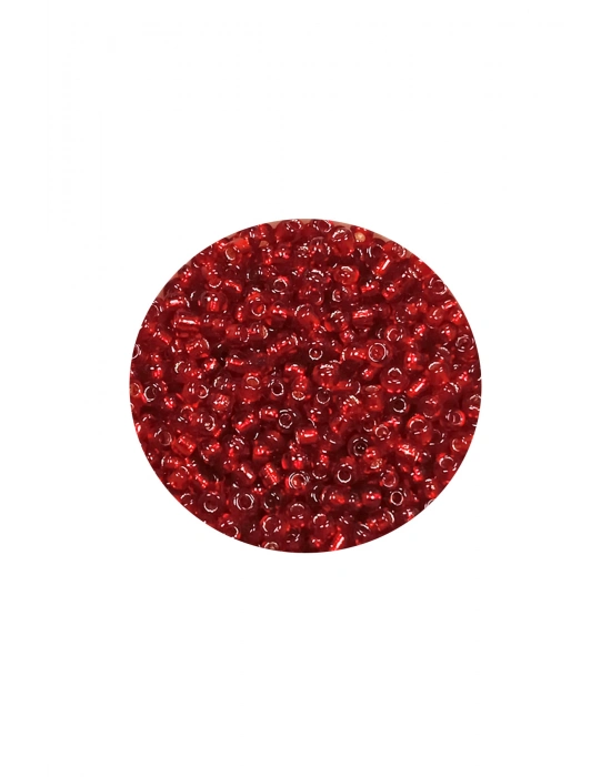 Dökme Cam Kum Boncuk (11/0) 2 mm - 20 Gram -  Şeffaf Koyu Kırmızı - BNC015