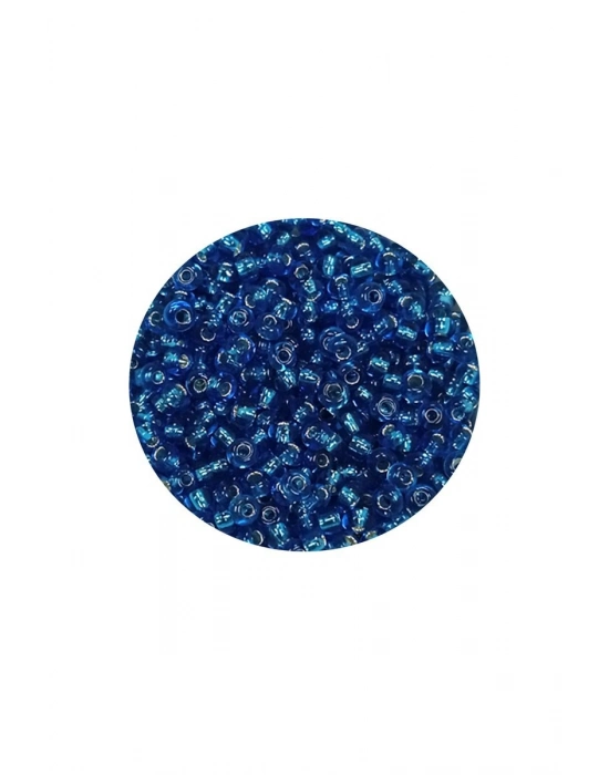 Dökme Cam Kum Boncuk (11/0) 2 mm - 20 Gram -  Şeffaf Mavi - BNC007