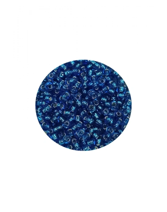 Dökme Cam Kum Boncuk (11/0) 2 mm - 20 Gram -  Şeffaf Mavi - BNC007