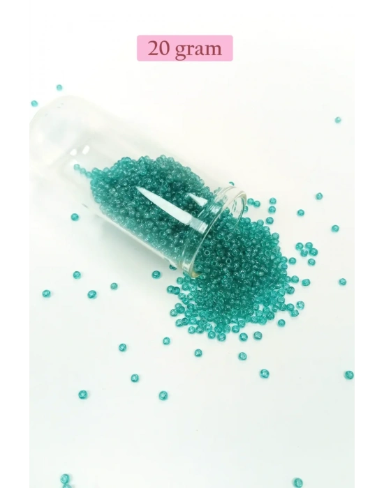 Dökme Cam Kum Boncuk (11/0) 2 mm - 20 Gram -  Şeffaf Yeşil - BNC014