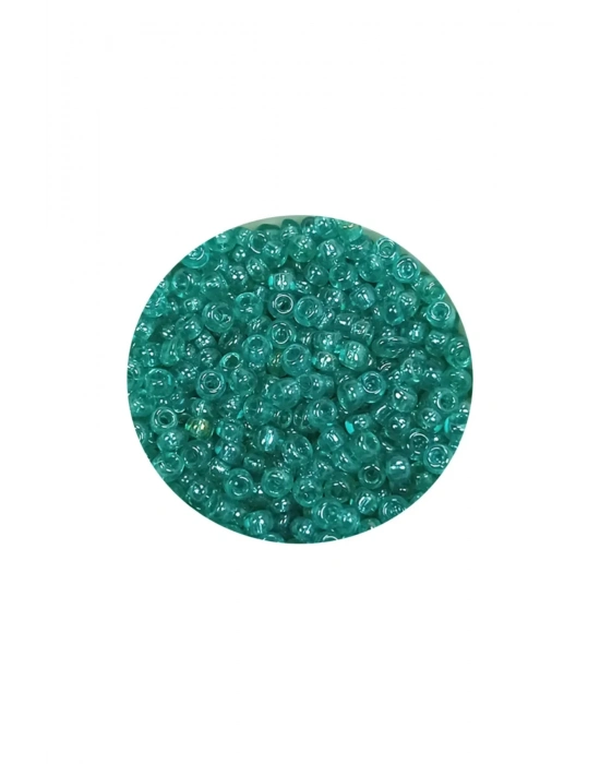 Dökme Cam Kum Boncuk (11/0) 2 mm - 20 Gram -  Şeffaf Yeşil - BNC014