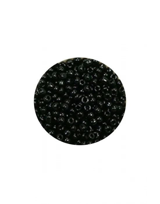 Dökme Cam Kum Boncuk (11/0) 2 mm - 20 Gram -  Siyah - BNC010