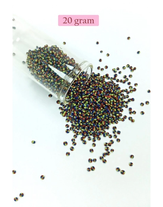 Dökme Cam Kum Boncuk (11/0) 2 mm - 4 Renk - Toplam 80 Gram -  BNC406