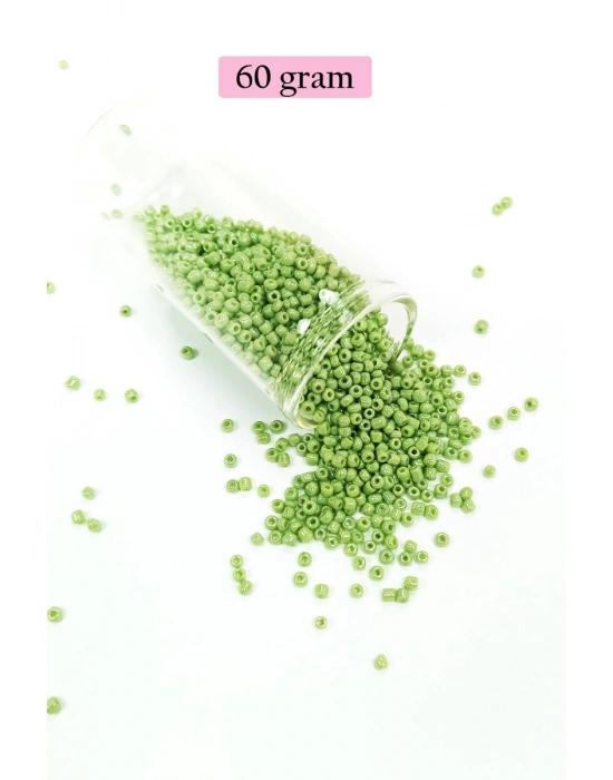 Dökme Cam Kum Boncuk (11/0) 2 mm - 60 Gram -  Açık Yeşil - BNC038