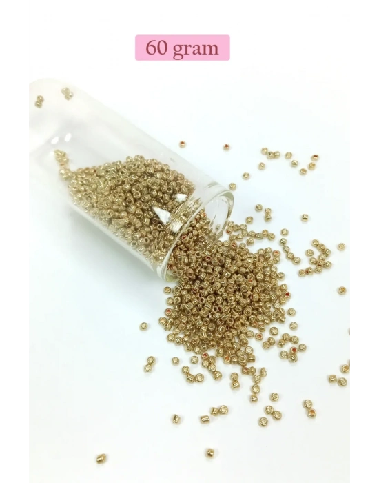 Dökme Cam Kum Boncuk (11/0) 2 mm - 60 Gram -  Altın - BNC059