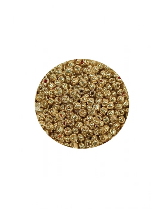 Dökme Cam Kum Boncuk (11/0) 2 mm - 60 Gram -  Altın - BNC059