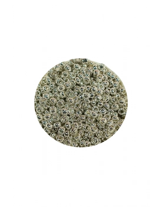 Dökme Cam Kum Boncuk (11/0) 2 mm - 60 Gram -  Gümüş - BNC057