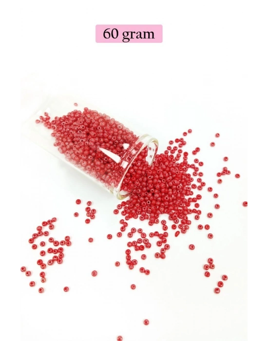 Dökme Cam Kum Boncuk (11/0) 2 mm - 60 Gram -  Kırmızı - BNC039