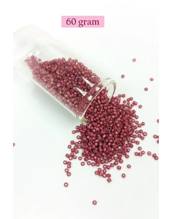 Dökme Cam Kum Boncuk (11/0) 2 mm - 60 Gram -  Koyu Pembe - BNC046