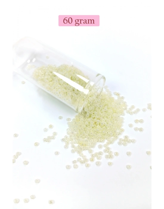 Dökme Cam Kum Boncuk (11/0) 2 mm - 60 Gram -  Krem - BNC047